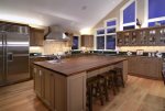 Large, fully equipped kitchen with 8 burner Wolfe Range